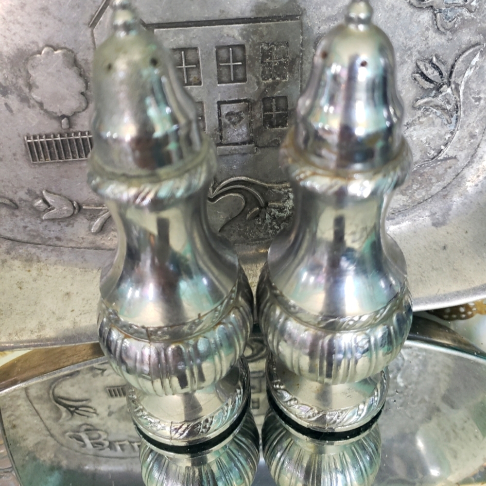 A Set of Silver plated  Salt and Pepper made in U.S.A